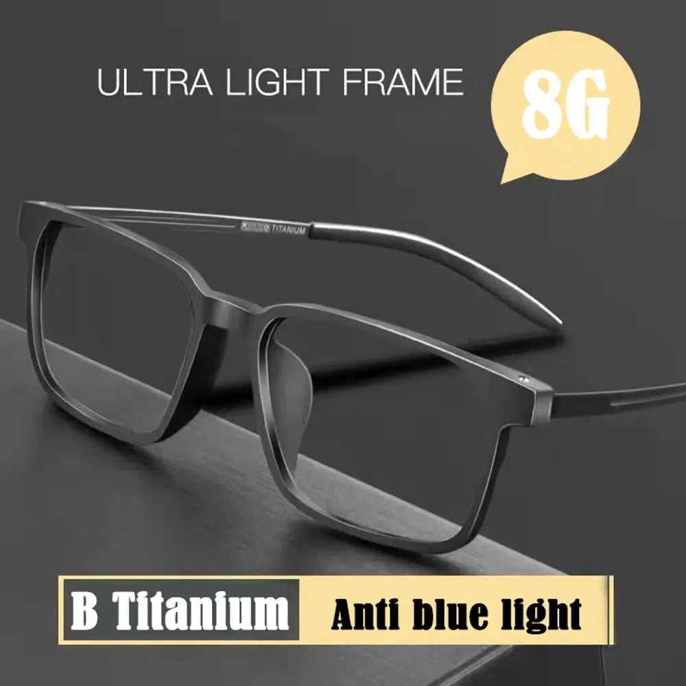 KLASSNUM TR90 Titanium Läsglasögon – Fyrkantiga, Blåljusfilter