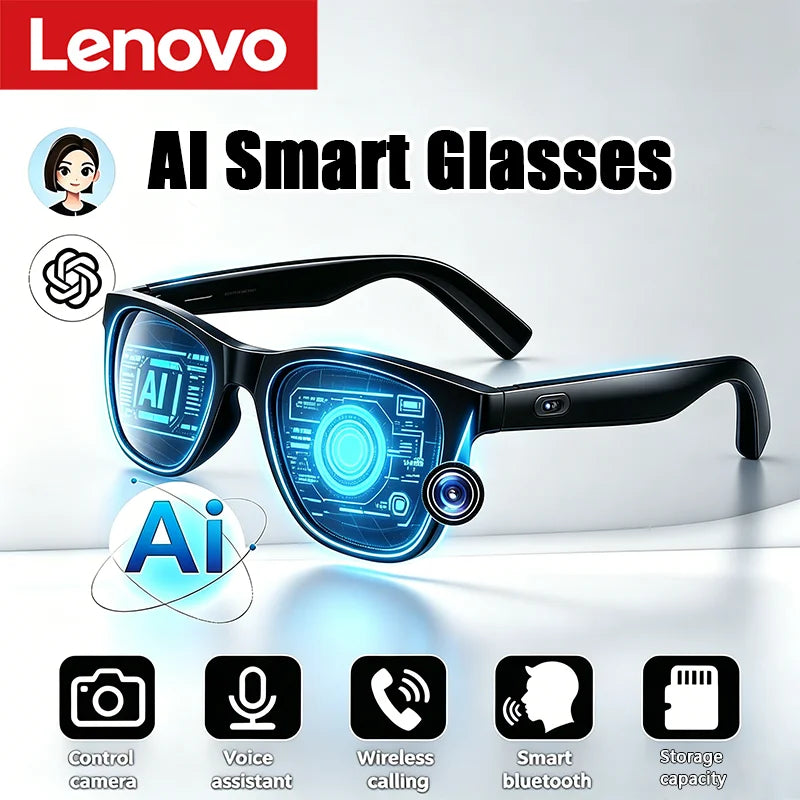 Lenovo AI Smarta Glasögon – Bluetooth, Röststyrning & Musik